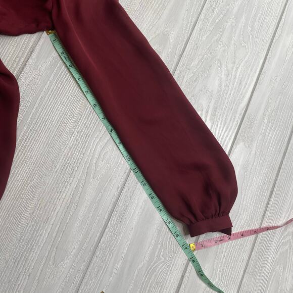 Haute Hippie Women's Silk Burgundy Red Draped Front Blouse Size Small - Picture 6 of 12